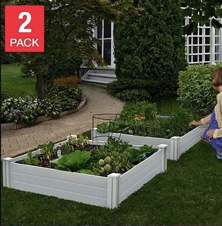 4 ft x 4 ft white vinyl raised garden bed 2 pack